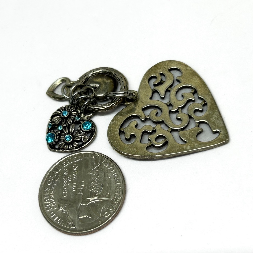 Silvertone Heart Shaped Keychain Fob‎